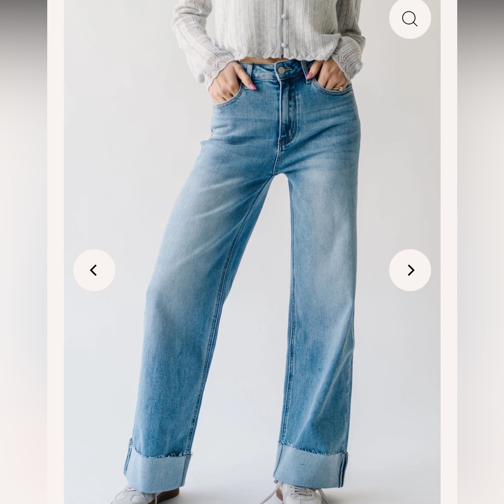 Cuffed wide leg jeans